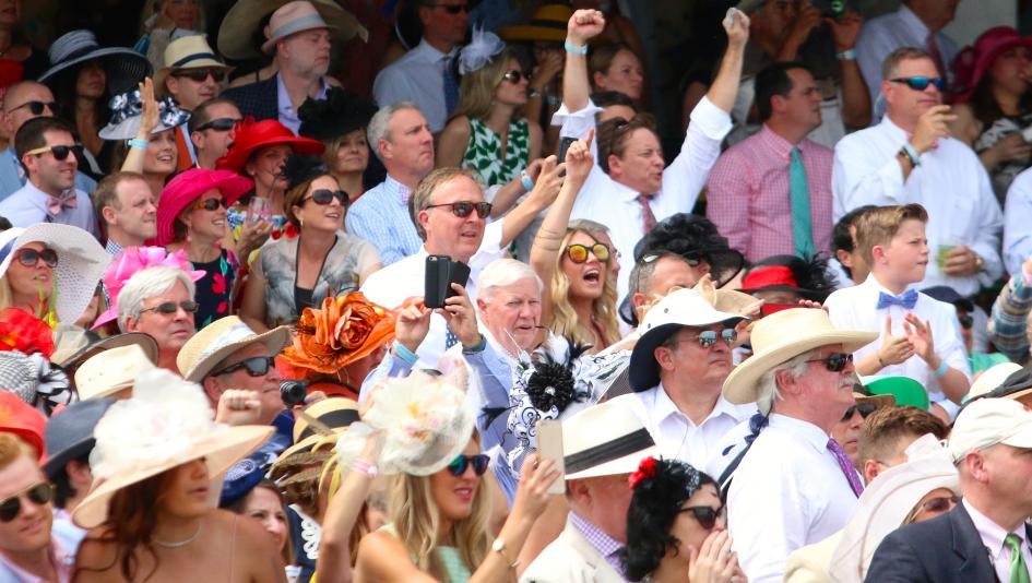 crowd excited at kentucky derby