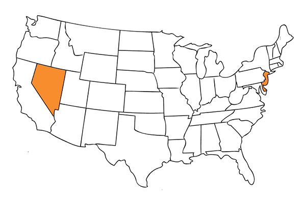 Online wagering splits in NJ and Nevada