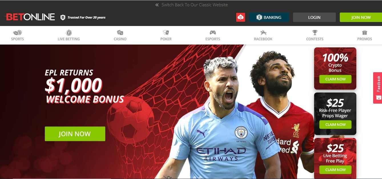 BetOnline new sportsbook design