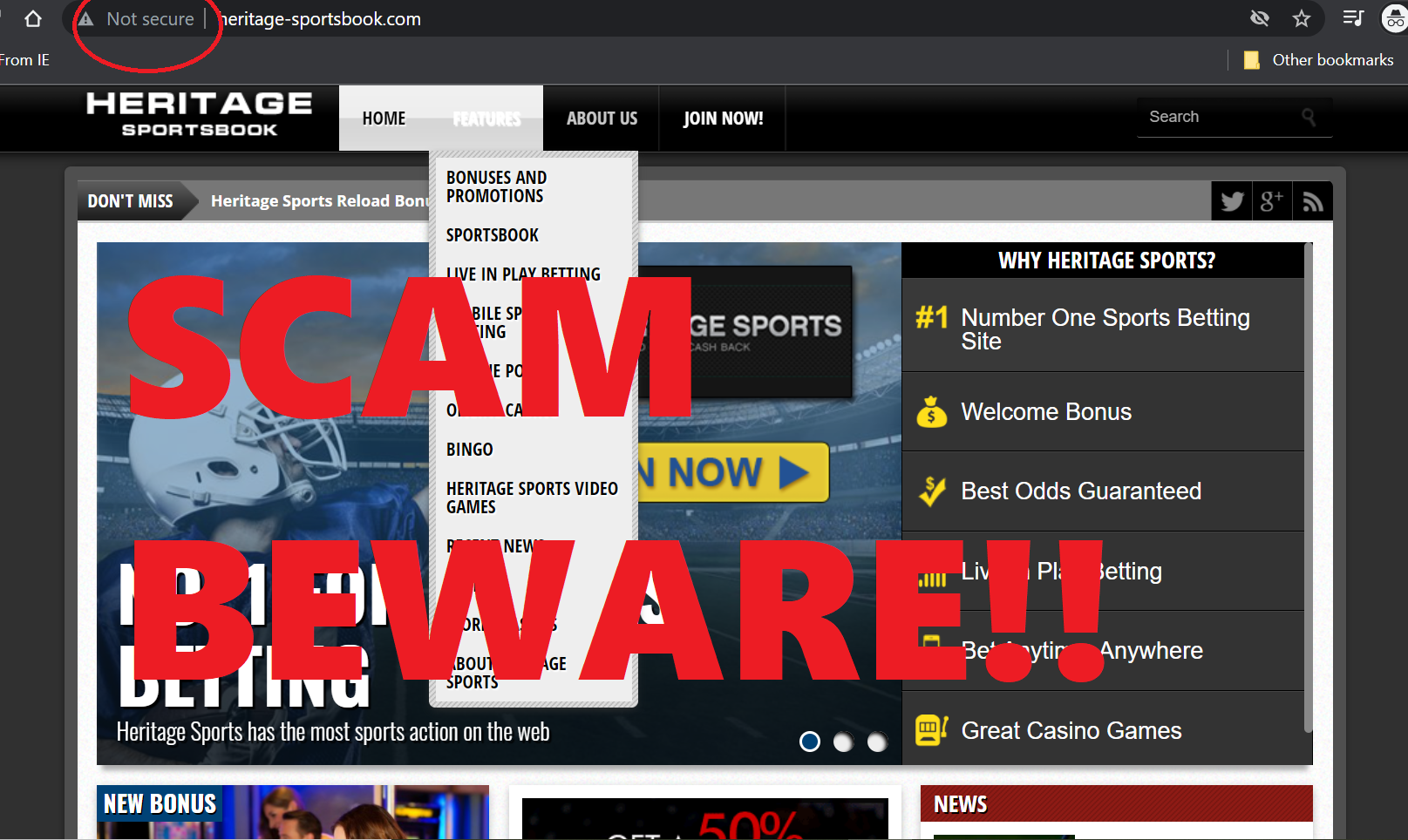 Beware Of Scammer Site Pretending To Be Heritage Sportsbook Beware Of Scammer Site Pretending To Be Heritage Sportsbook