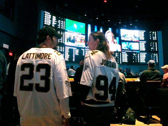 People placing a wager in New Jersey sportsbook