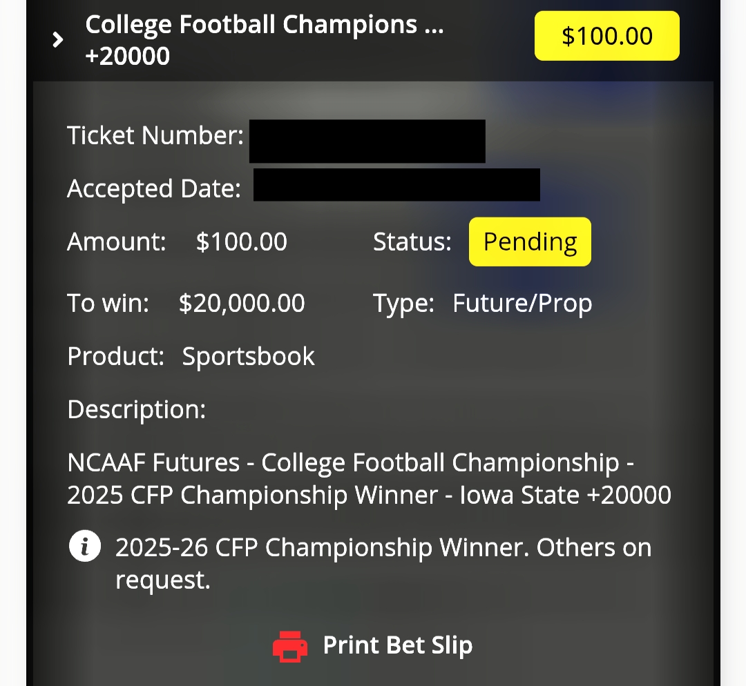 Iowa State futures bet