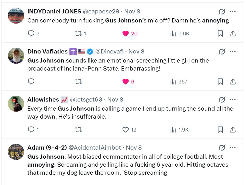 Gus Johnson is the most annoying announcer