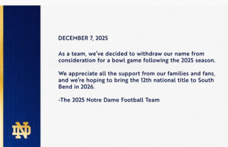 Notre Dame bow out of bowl season